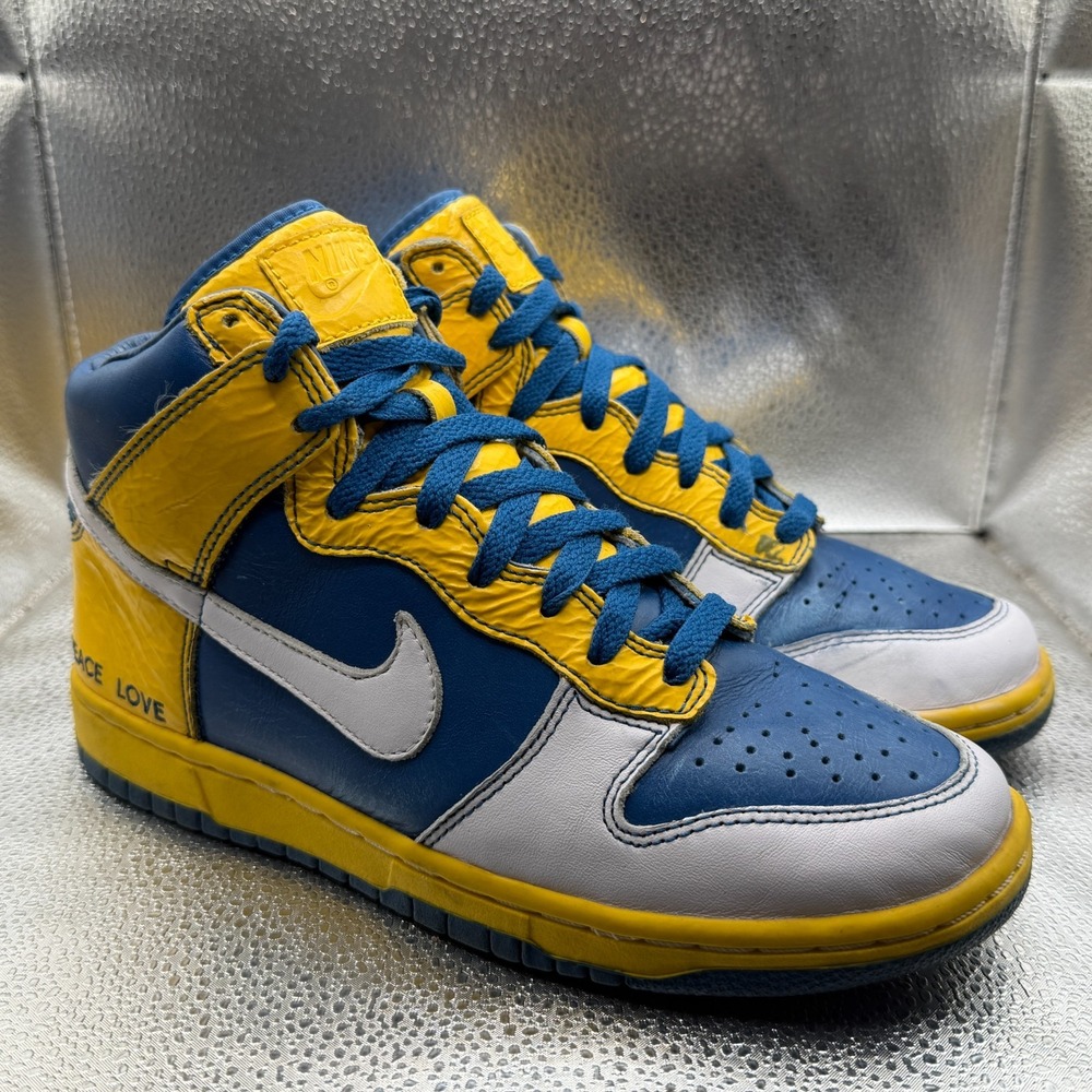 Size 6.5 Nike iD Dunk High Michigan Blue Yellow Men Athletic Sneakers 316142-994